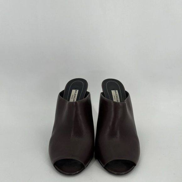 Balenciaga Leather Coiled Wrap Heel Mules Marron Cachou Brown Green Modern - Picture 2 of 10
